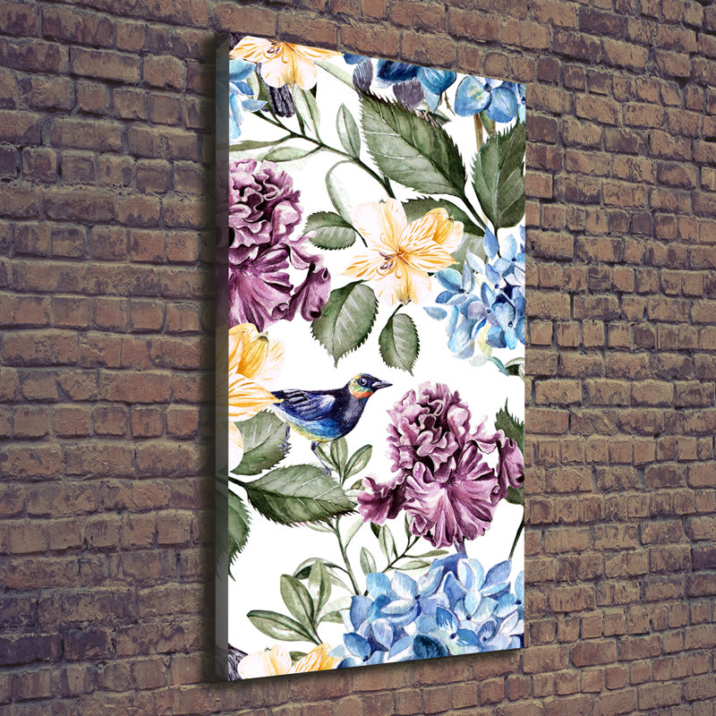 Flowers And Birds - Wrapped Canvas Print