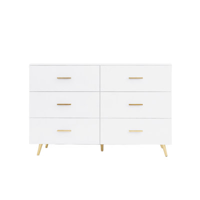 Commode élégante et fonctionnelle à 6 tiroirs avec accents dorés et conception anti-basculement