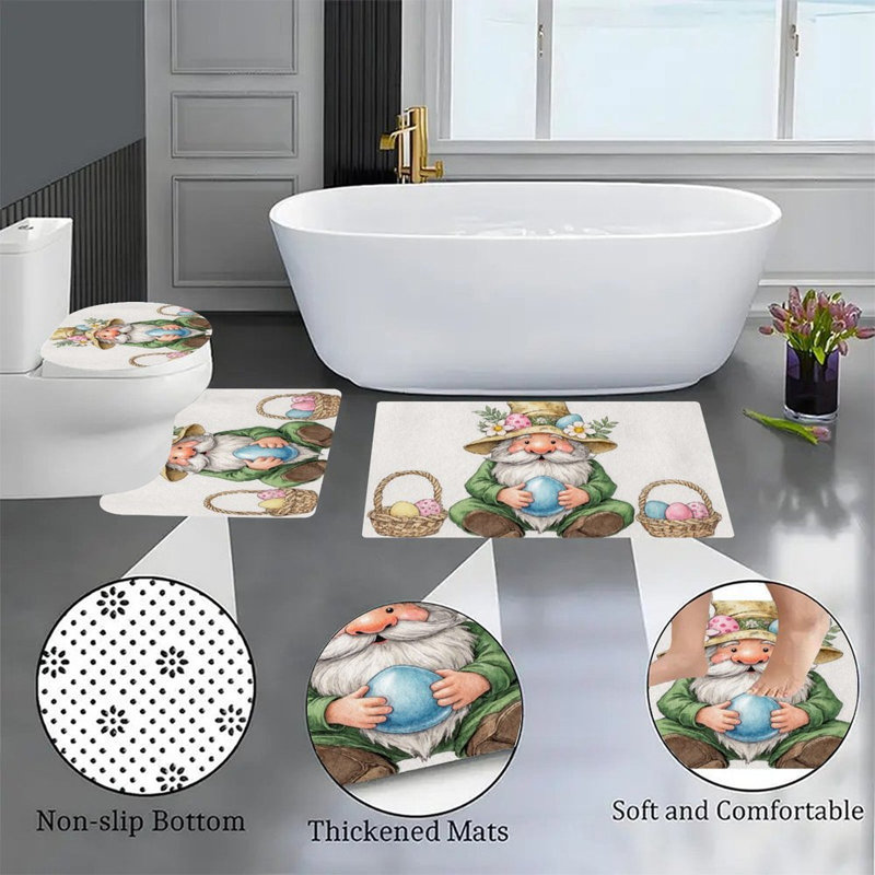 Ensemble de 4 tapis de bain gnome de Pâques avec œufs
