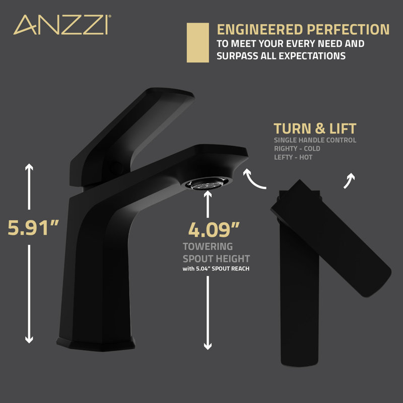 Matte Black Single Handle Bathroom Faucet with Pop-Up Drain