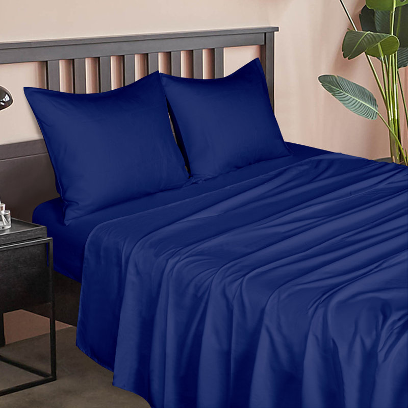 Ensemble de draps, ensemble de draps en microfibre brossée 1800 avec poche profonde - NTBAY, Bleu marine