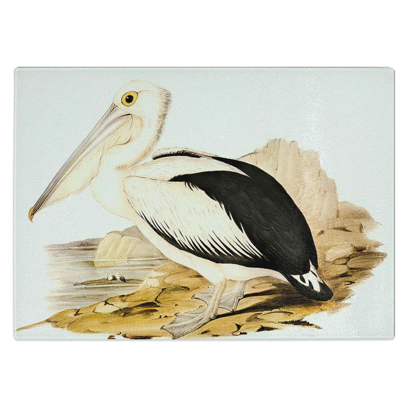 Tempered Glass Australian Pelican Chopping Board, 28.5 cm W x 20 cm L