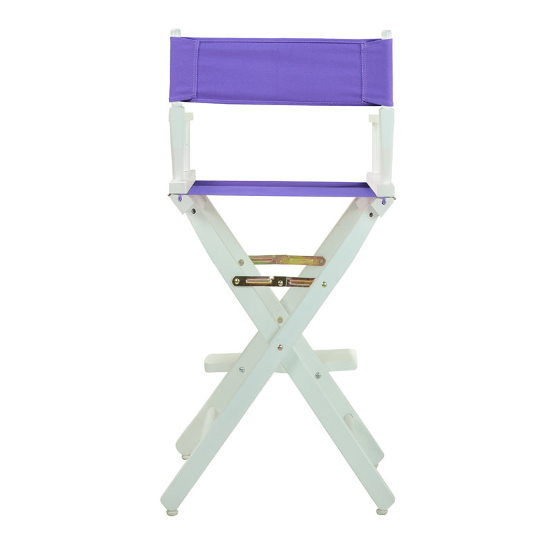30" Folding Director Chair with Canvas, White, Purple