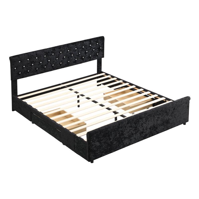 Farquhar Upholstered Storage Bed, Black, Super King (6')