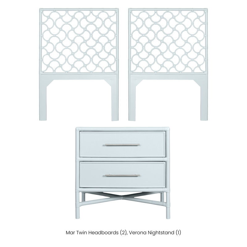 Ensemble de tête de lit simple et de table de chevet Mar - bleu clair, Bleu clair, 3 Pcs: 2 Headboards, Nightstand, Twin