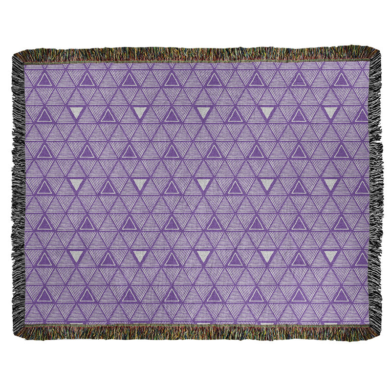 Couverture en coton tissé à triangles dessinés à la main Classic, L 37 po x L 52 po, Violet
