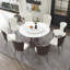 Table de salle à manger ronde 53 po avec plateau tournant - Plateau en pierre frittée résistant aux rayures et à la chaleur pour la cuisine et le restaurant (table seulement)-1482663200