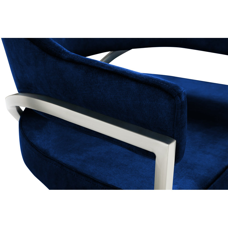 Chaise en velours Kirsi, Velours marine, Argent argent