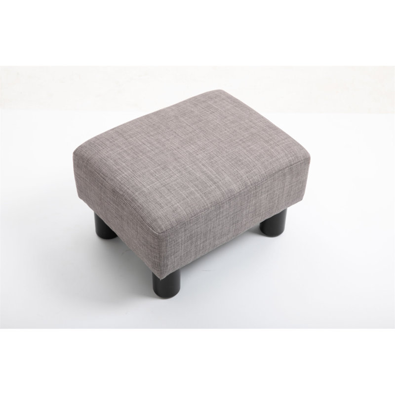 Ottoman Foot Rest, Small Foot Stool With Linen Fabric Upholstery And Plastic Legs, Cube Ottoman For Living Room, Gray
