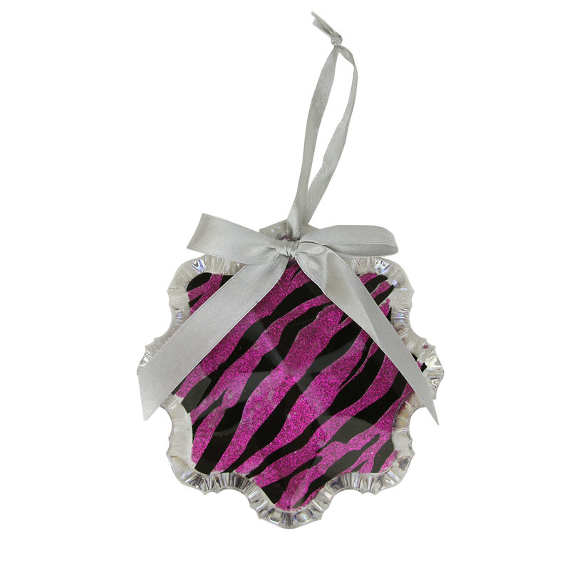 Ornement de Noël 4,5 po, Magenta / rose / gris