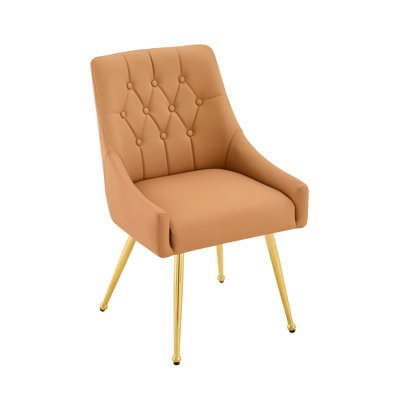 Chaise de salle à manger rembourrée en cuir avec dossier capitonné Diamond
