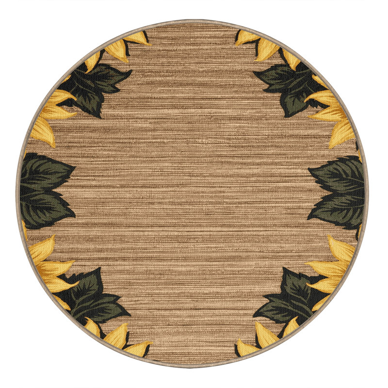  Tapis lavable en coin tournesols, Rond 6 pi