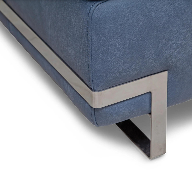 Causeuse Wonard, L 87 po, Cuir bleu