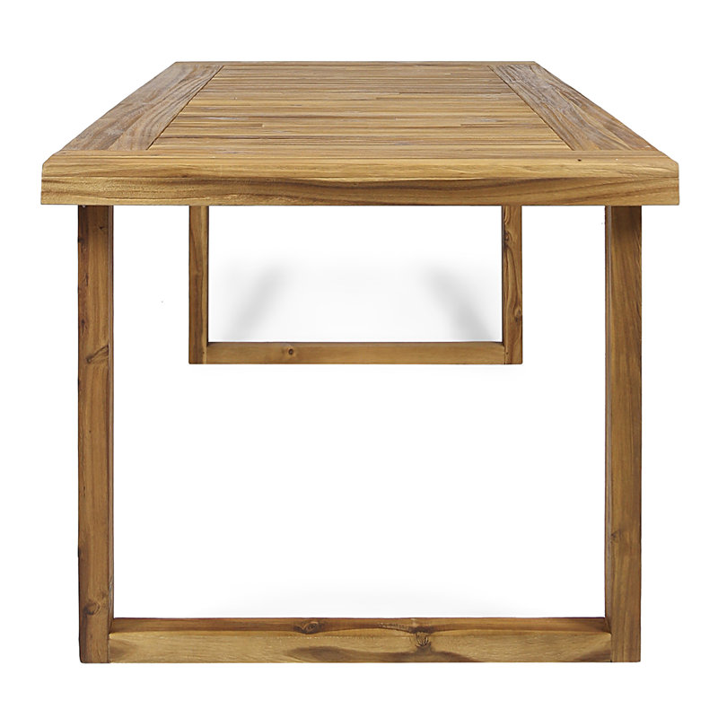 Ensemble repas d'extérieur 7 pièces en bois d'acacia avec coussins, sablé naturel et beige