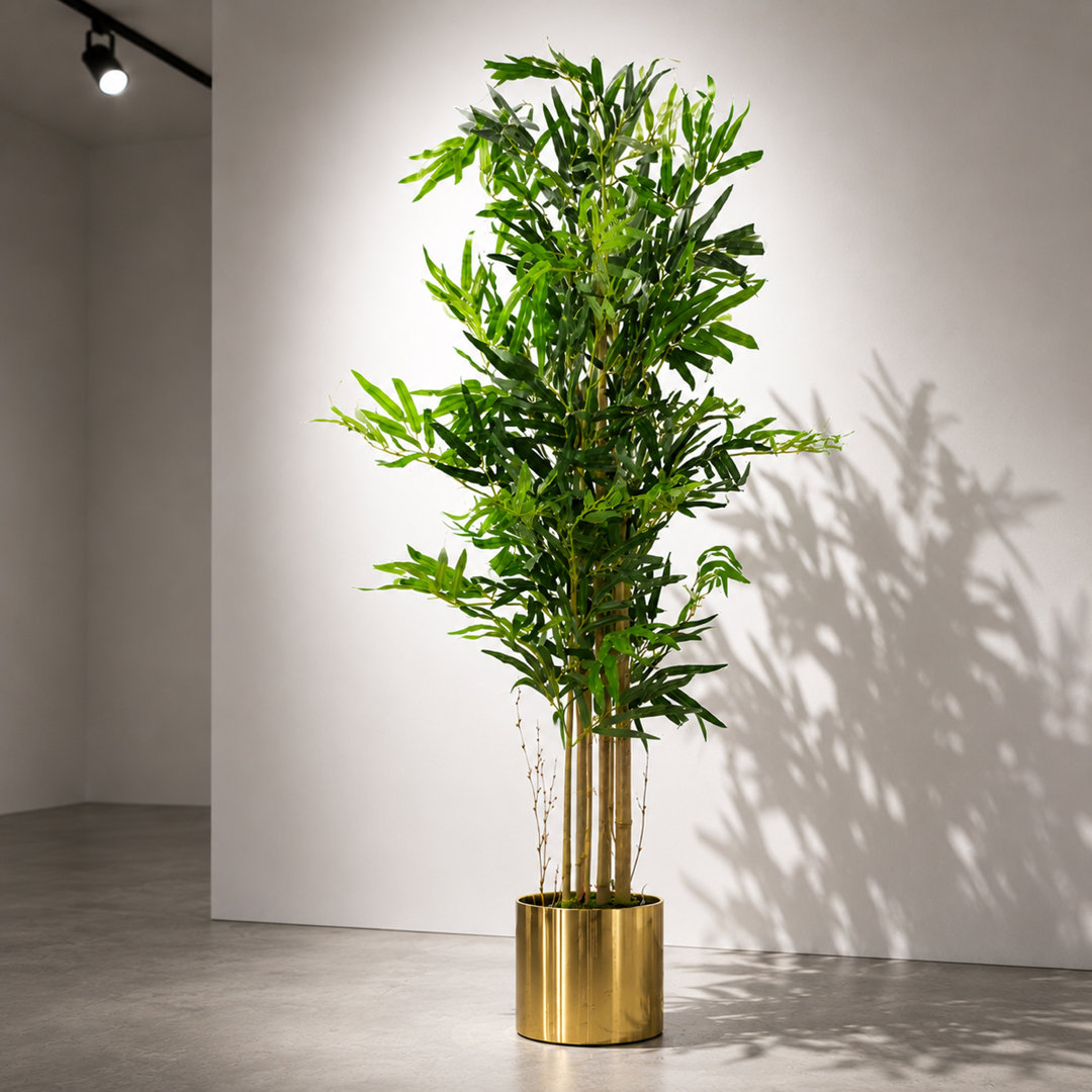 Faux Bamboo Tree in Metal Planter