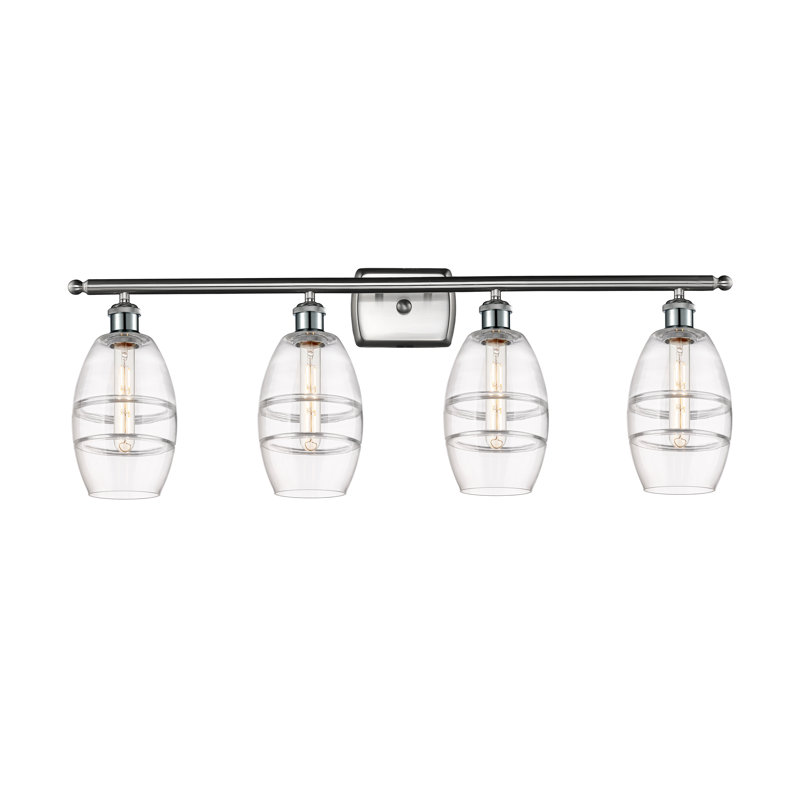 Éclairage pour meuble-lavabo 4 lumières 36 po Ballston - Dundrod, Transparent, Nickel satiné brossé