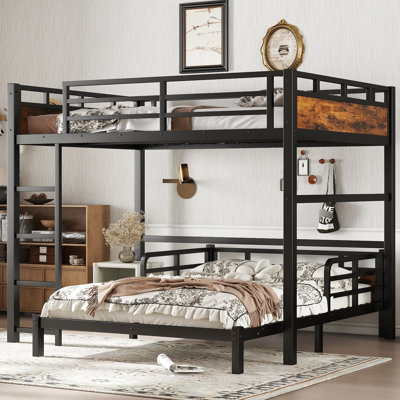 Bois rétro - Lit superposé double en métal de couleur rétro, séparable pour un placement indépendant dans les chambres, lit solide et fiable avec couleur, peut être divisé en deux lits, sommeil confortable et sécuritaire