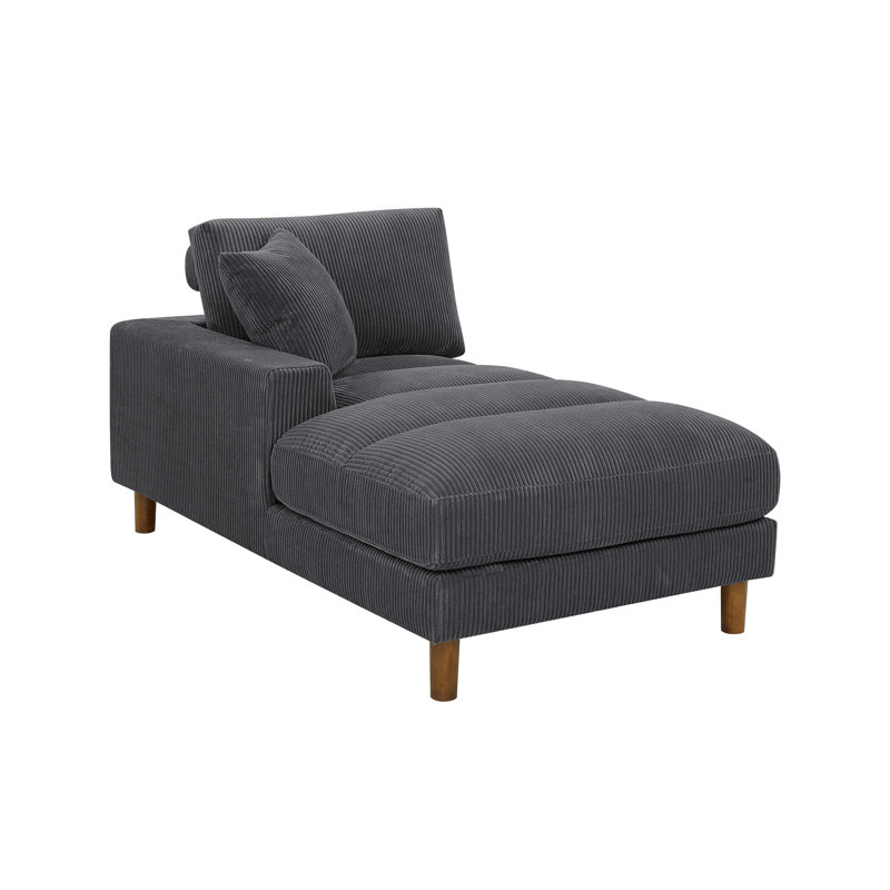 Chaise longue rembourrée Waxman, Gris foncé, Chaise longue à accoudoir gauche