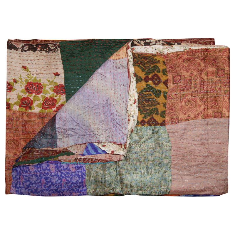 Kantha Quilted Throw Blanket