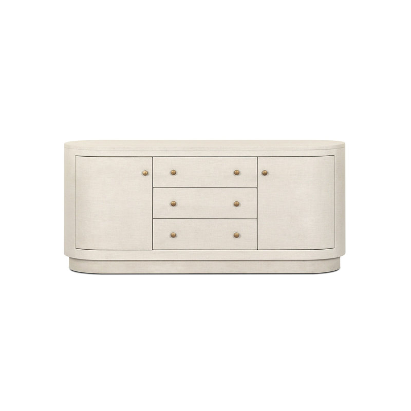 Amelia Media Console, Ivory Painted Linen