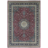 Hand-Knotted High-Quality Wine and Navy Area Rug