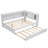 Full Size Wood Daybed with Trundle, Storage Shelves, LED Lights & USB Charging Ports, White-1600891716