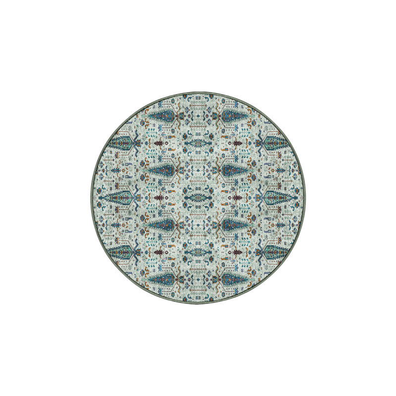 Floretha Washable Oriental Indoor Rug, Round 5'
