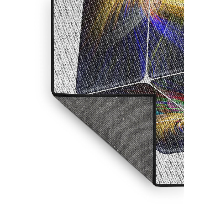 Tapis bleu/gris/zone noire à motifs, Rectangle 8 pi x 12 pi