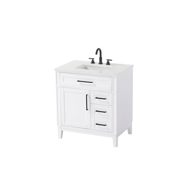Meuble-lavabo simple 32 po blanc miel, 32", Blanc