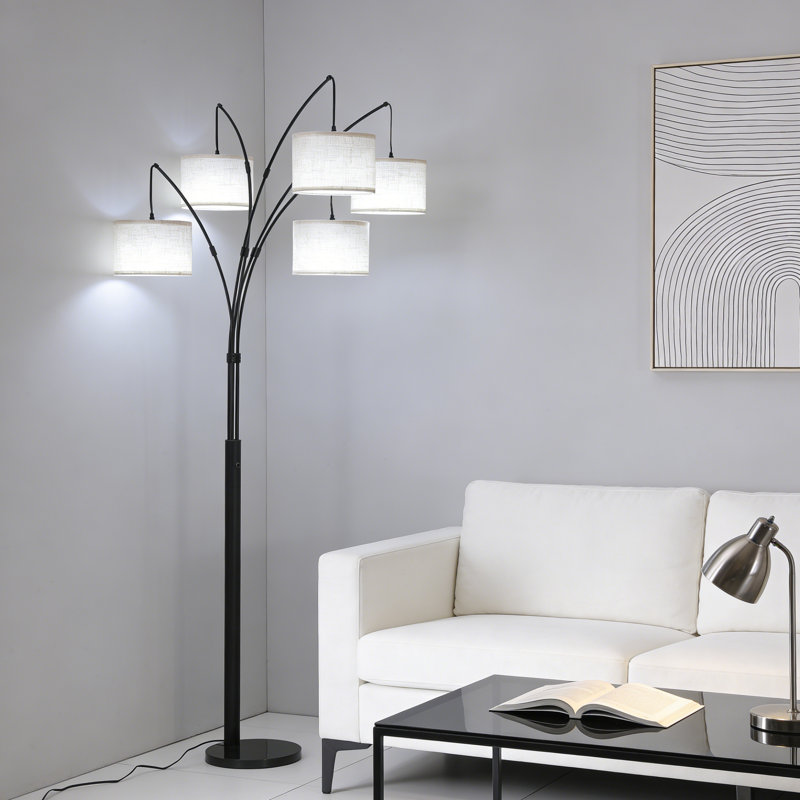 Lampe sur pied arquée 5 lumières Smart 80 "avec application et télécommande, têtes réglables, intensité variable 3000K-6000K pour le salon