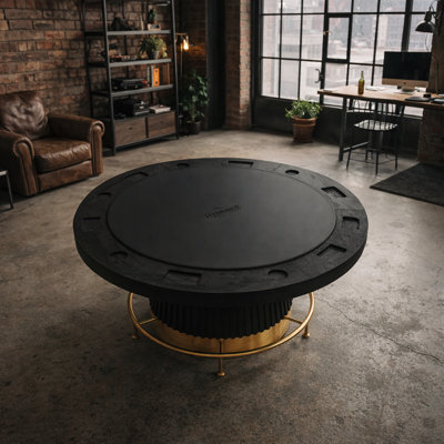 Prohibition Series 60" Poker Table With Brass Footrail And Dining Top By RAM Game Room