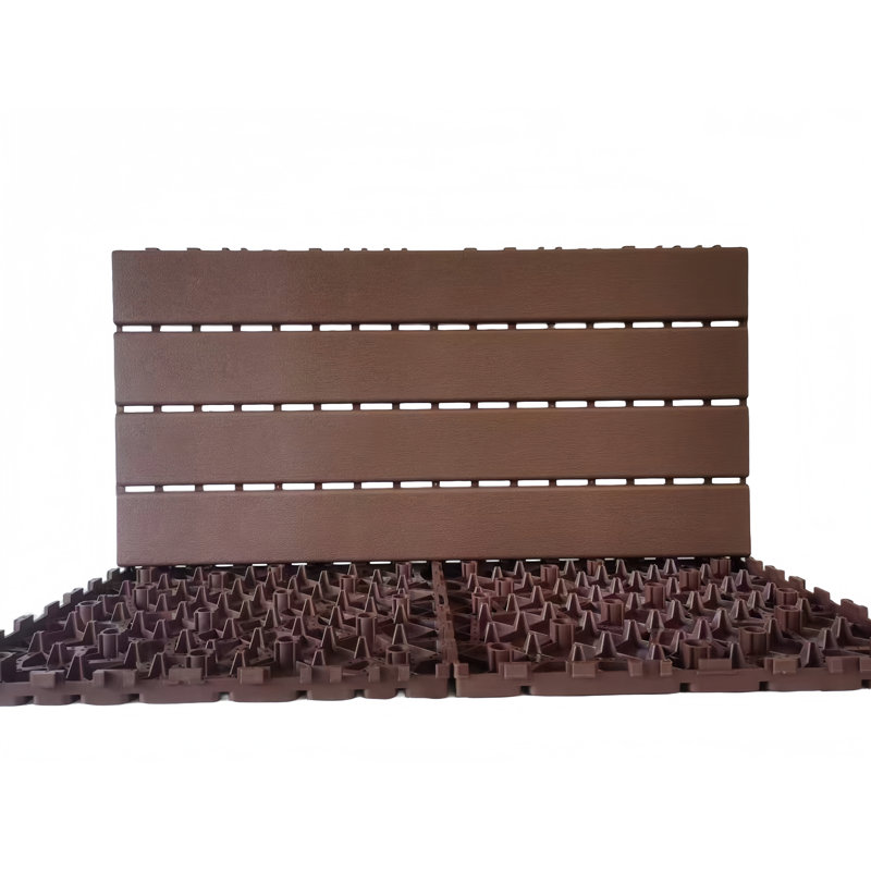 24'' L X 12'' W Rectangle Style Plastic Interlocking Deck Tile,24Pcs Included, Dark Gray