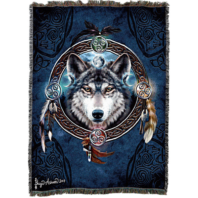 Pure Country Weavers Celtic Wolf Blanket by Brigid Ashwood - Gift Tapestry Throw Woven from Cotton - Made in the USA (72x54)
