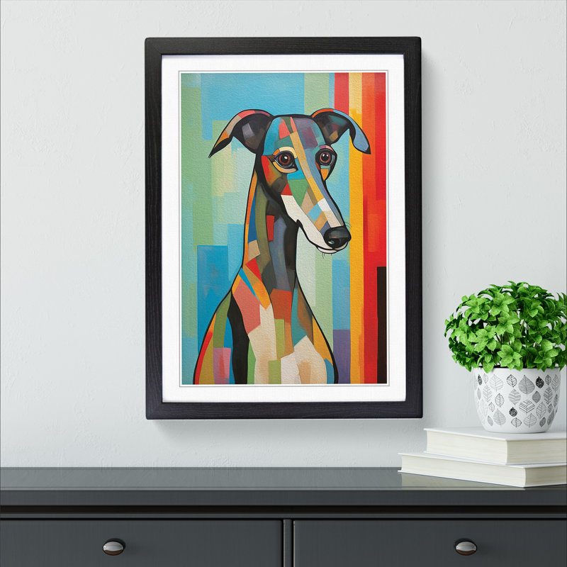 Greyhound Modern No.4 - Single Picture Frame Print on Wood