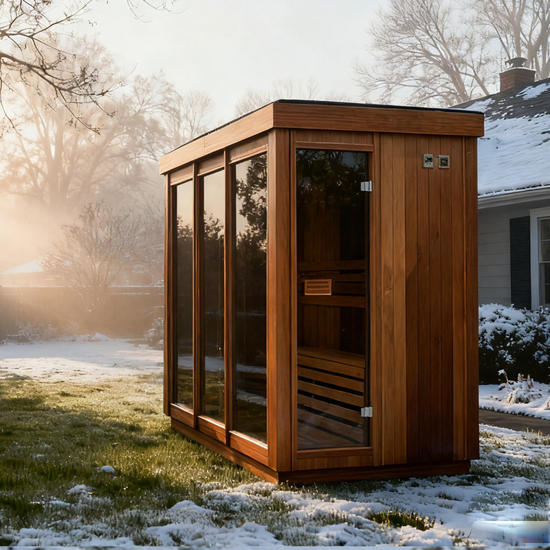 Smartmak® 2–4 Person Premium Red Cedar Outdoor Steam Sauna – Modern Box Design, Traditional Wellness & Spa Luxury