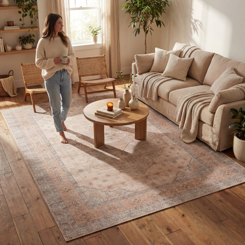  Frisselle Medallion Washable Rug, Rectangle 8'6" x 11'6"