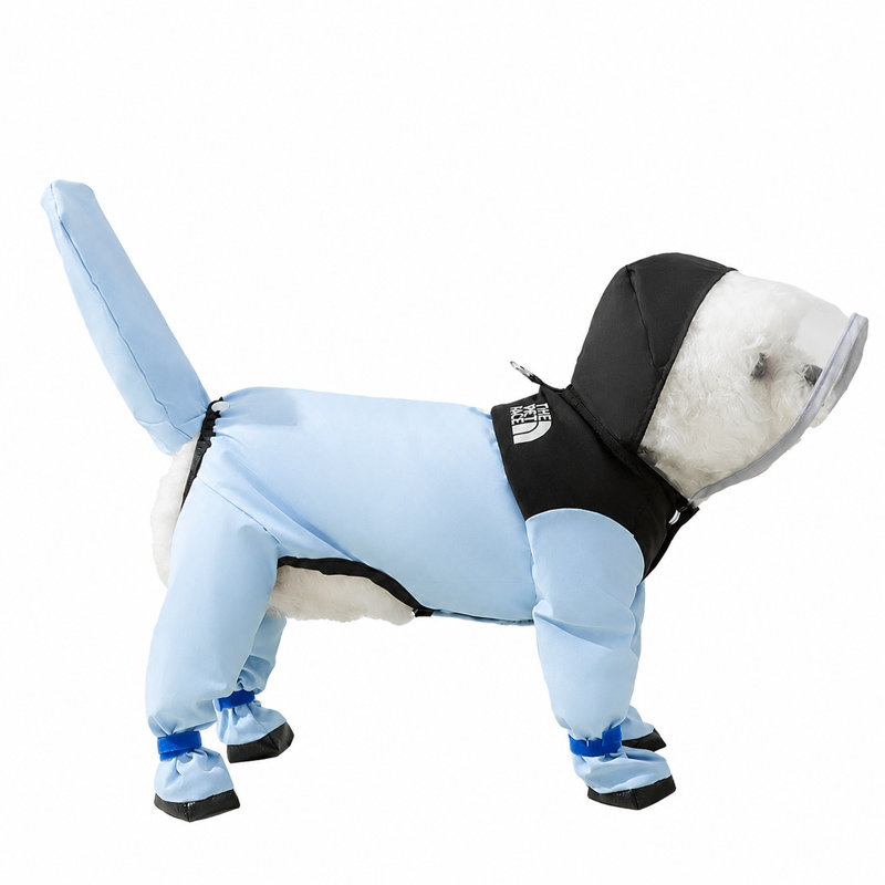 Imperméable pour chien à couverture complète imperméable à 4 pattes avec chaussons attachés et visière transparente, poncho tout compris pour animaux de compagnie avec ouverture de harnais et blouson de pluie coupe-vent pour petits chiens de taille moyenne
