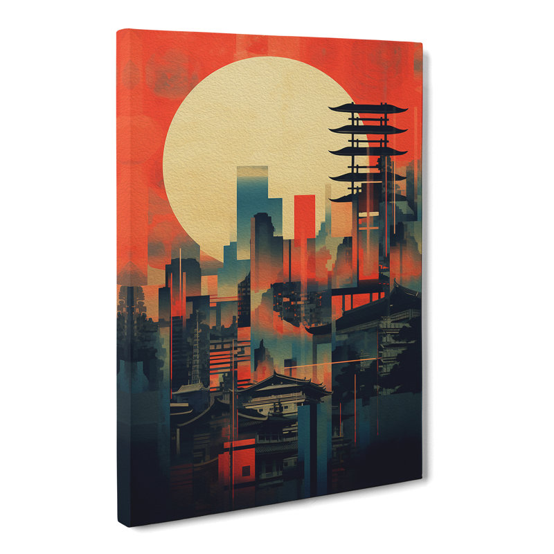 Japanese Sunset Constructivism - No Frame Print, 76cm H x 50cm W x 3cm D