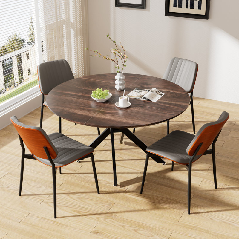 Table de salle à manger 47 po avec 4 chaises en similicuir, Gris