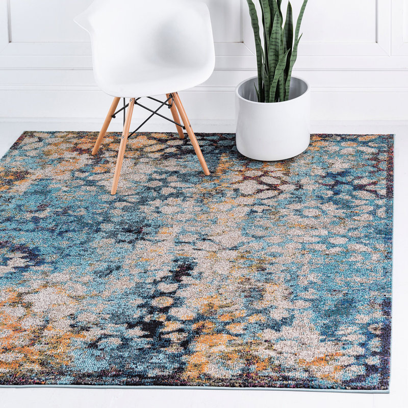 Tapis contemporain Ellarae couleur forêt foncé, Carré 8 pi