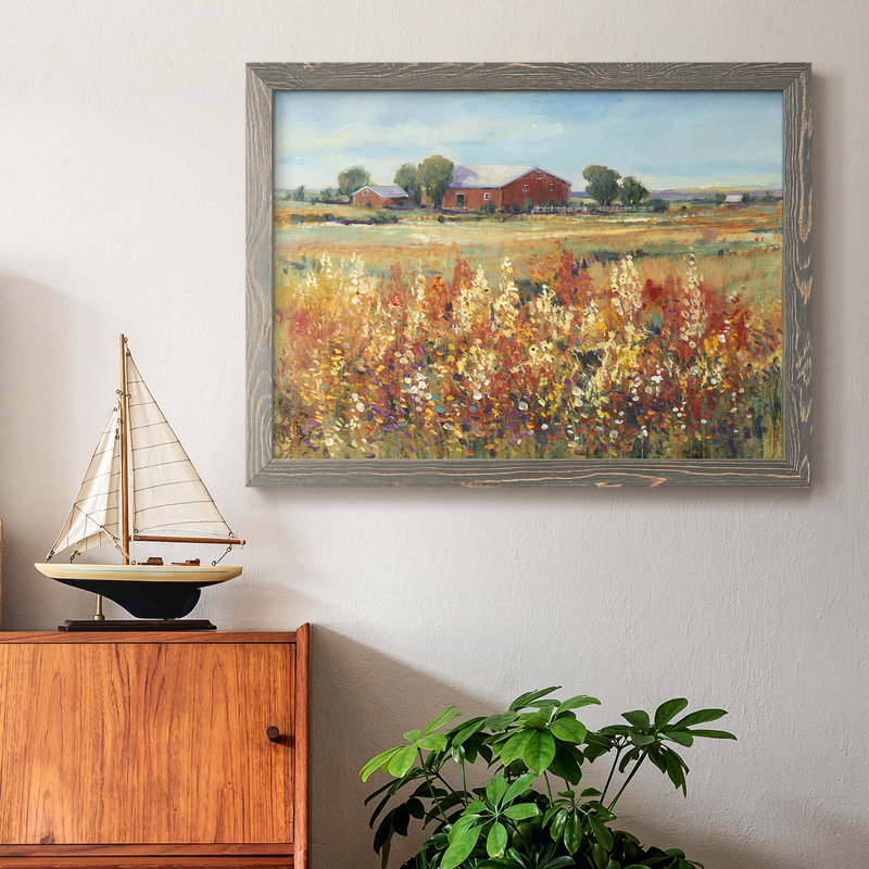 «Country View II», peinture sur toile encadrée, Gris, H 18 po x l 26 po x P 1,5 po