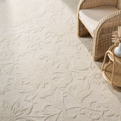 Laine touffetée à la main Blossom Tapis d'intérieur floral en coton