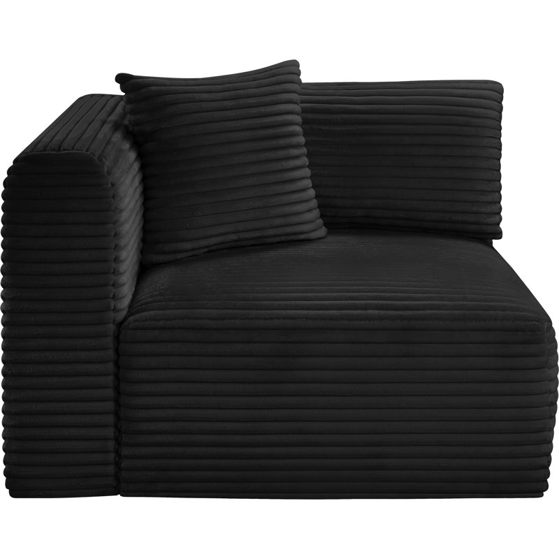 Fauteuil d'angle Carmean, Velours côtelé noir