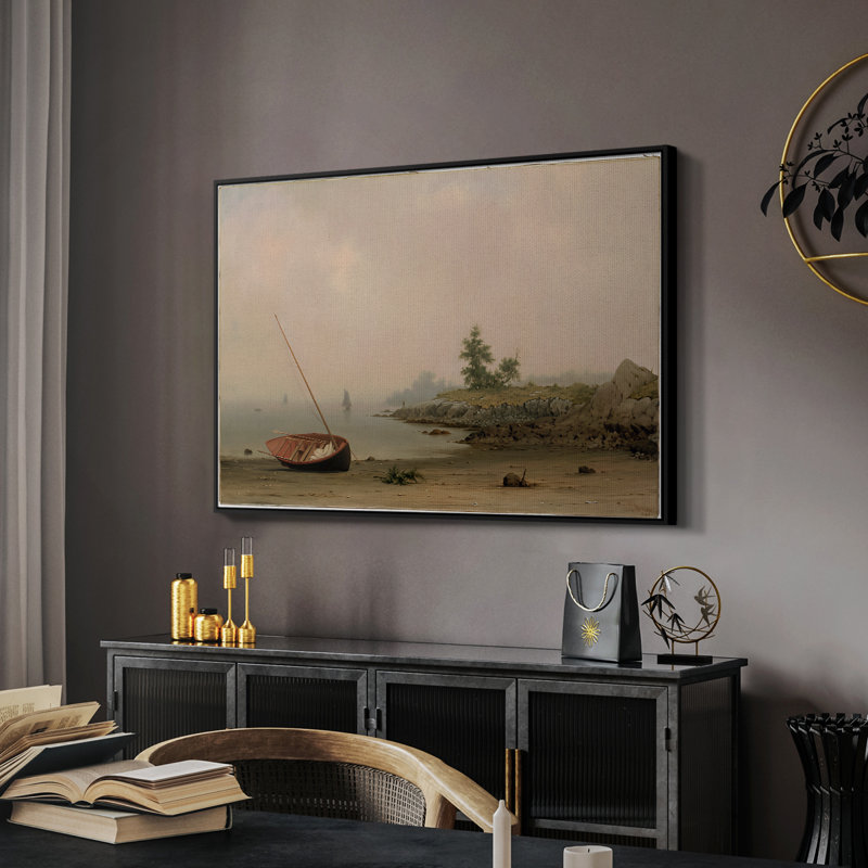 Le bateau échoué, 1863 - Martin Johnson, toile tendue avec châssis Heade, 26 x 40, Naturel