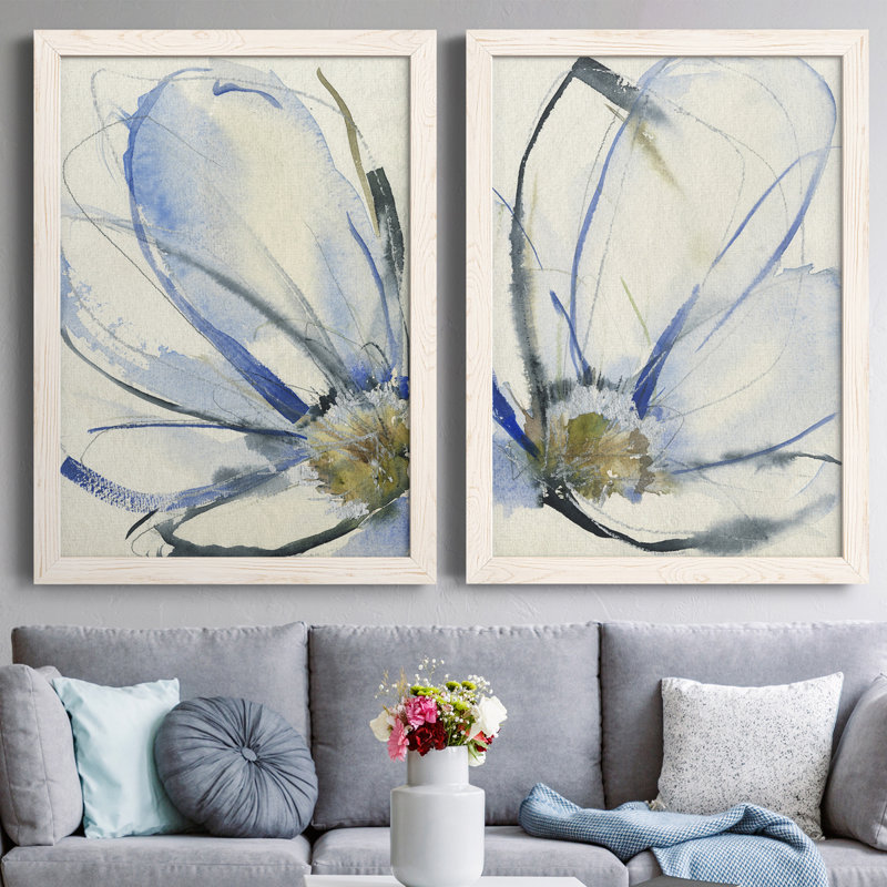 Cobalt & Paynes Petals I, toile encadrée de qualité supérieure - prête à être accrochée, H 31,5 po x l 47 po x P 1,5 po