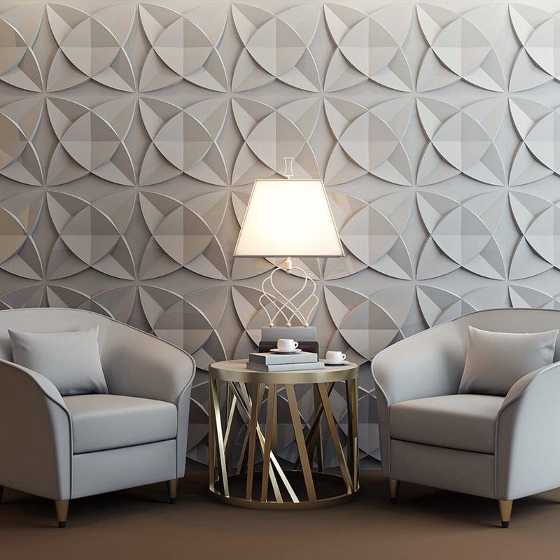 Panneaux muraux décoratifs en PVC texturé 3D pour décoration murale intérieure dans le salon, chambre à coucher en blanc, paquet de 33 carreaux
