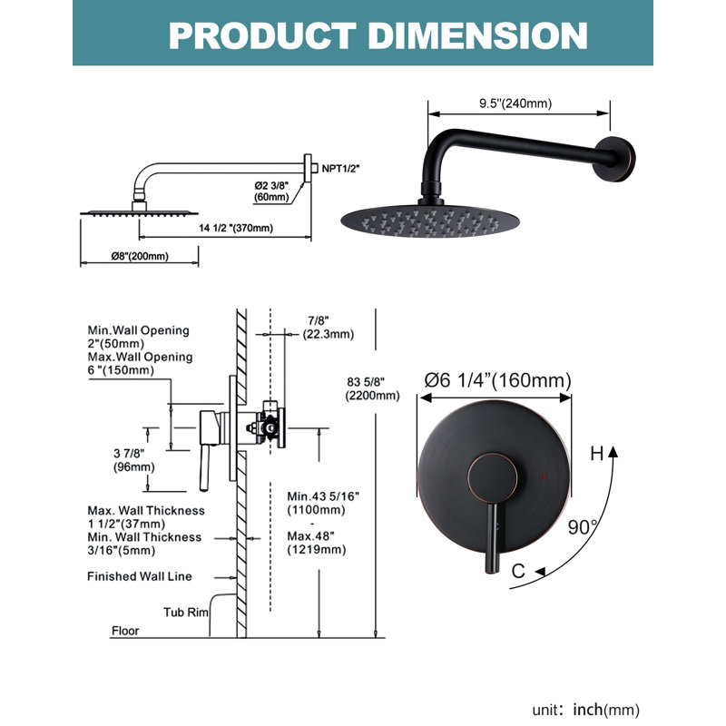 Diverter Complete Shower System with Rough in-Valve, Oil Rubbed Bronze