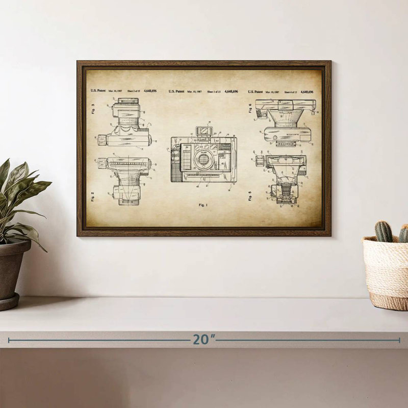 Automatic Focus Camera Patent, 13" X 9", Floating Frame Walnut