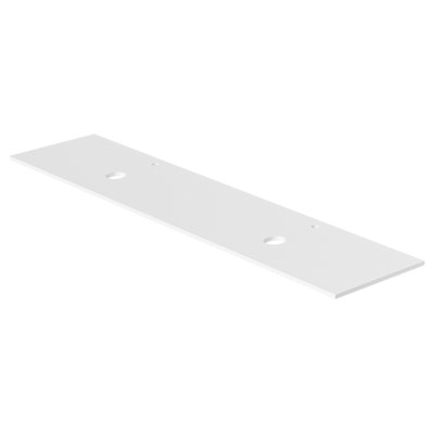Ivora 84 in. W x 19.48 in. D White Quartz Rectangular Double Vanity Top Countertop Shelf with Faucet and Drain Holes