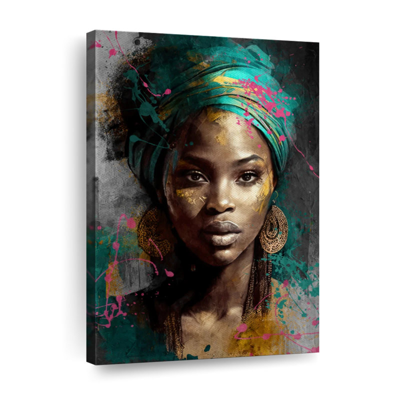 La grâce africaine sur toile, H 48 po x l 32 po x P 1,25 po
